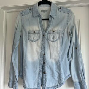 Charlotte Russe Light Blue Button Down Chambray Shirt